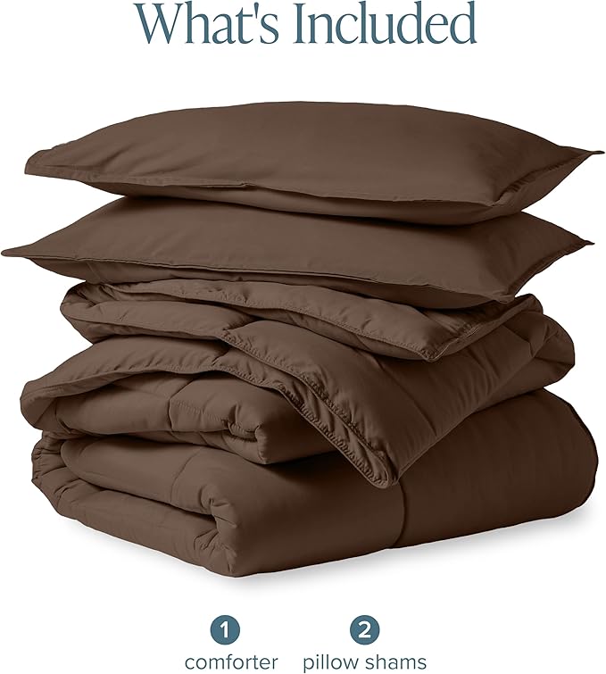 Bare Home Comforter Set - Oversized Queen Size - Ultra-Soft - Goose Down Alternative - Premium 1800 Series - All Season Warmth (Oversized Queen, Cocoa)