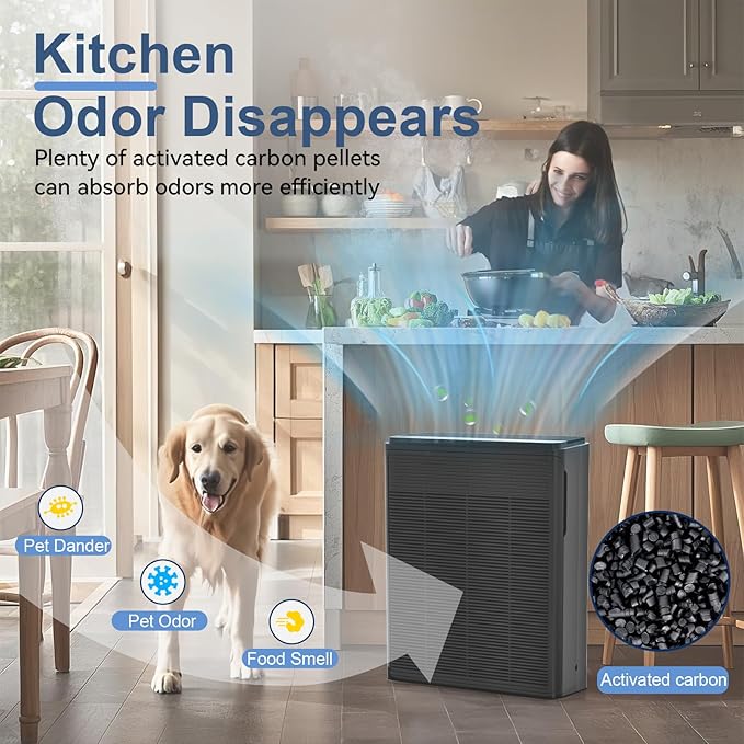Air Purifiers for Home Large Room Up to 2000 Ft² with Washable Filters, AIUZLK H13 HEPA Filter,Bedroom Air Purifier for Pet,Air Cleaner for Smoke Pet Hair Dander Odor,P260 (Black)