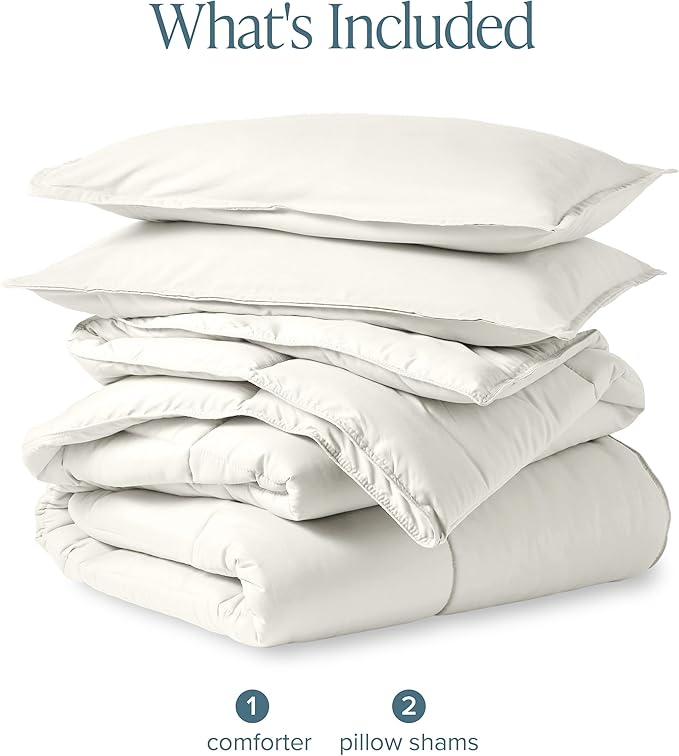 Bare Home Comforter Set - Queen Size - Ultra-Soft - Goose Down Alternative - Premium 1800 Series - All Season Warmth (Queen, Cream)