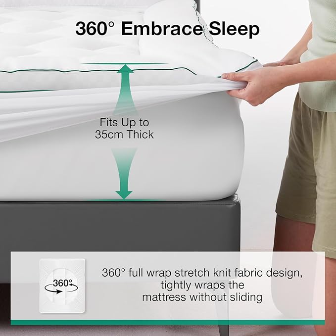 Novilla CL King Mattress Topper, Extra Thick Pillow Top Mattress Pad, Down Alternative Fill Breathable Cover, 8-21" Deep Pocket Soft Bed Topper for Back Pain Relief
