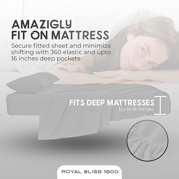 Split Top Queen Sheets for Adjustable Bed, 4Pcs 36'' 1 Flat, 1 Fitted Sheet & 2 Pillowcase – 16 Inch Deep Pocket, Egyptian Quality Wrinkle-Free Top Split Queen Sheets Set (White)