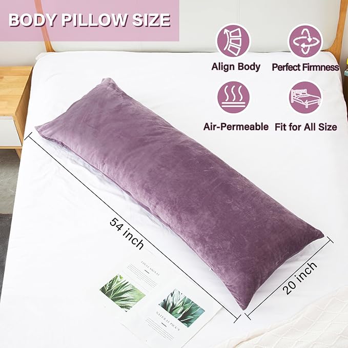 1 MIDDLE ONE Body Pillow, Memory Foam Body Pillows for Adults Sleeping, Long Pillow for Bed, Big Large Firm Full Body Pillow for Side Sleeper, 20x54 Inch, Dark Purple