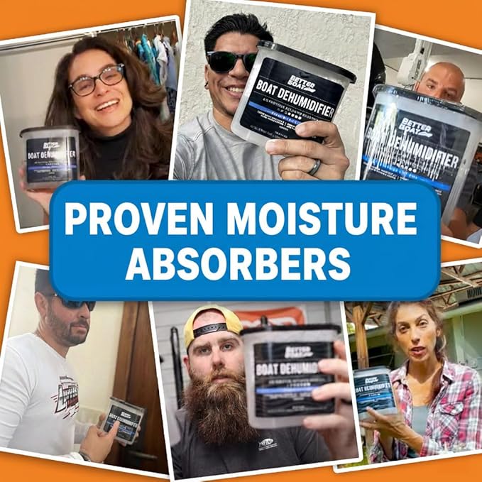 Moisture Absorber 2 Pack with Activated Charcoal Dehumidifier Bucket, Unscented Odor Absorber for Closet Basement Bathroom Boat RV, Disposable - Better Boat