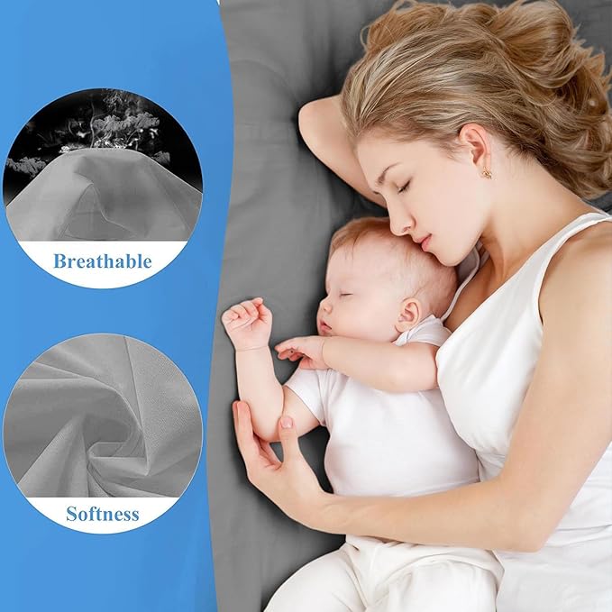 Softhour 2 Pack Full Premium Waterproof Mattress Protector, Soft Breathable Mattress Pad Cover, Noiseless Waterproof Bed Cover - Stretch to 21"" Fitted Deep Pocket Mattress Protection Cover-Dark Grey