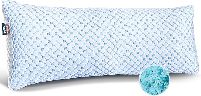 Nestl Cooling Body Pillow for Sleeping 1 Pack, Luxury Shredded Memory Foam Body Pillows, Adjustable Cold Gel Pillows for Hot Sleepers, Supportive Long Pillow for Bed Side Back Stomach Sleepers