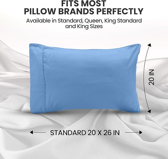Utopia Bedding Pillow Cases Standard Size 2-Pack – Soft Brushed Microfiber – Envelope Closure – Perfect for Hospitals, Hotels, Guest Rooms – Oeko-TEX Certified, 20x26 Inches (Dutch Blue)