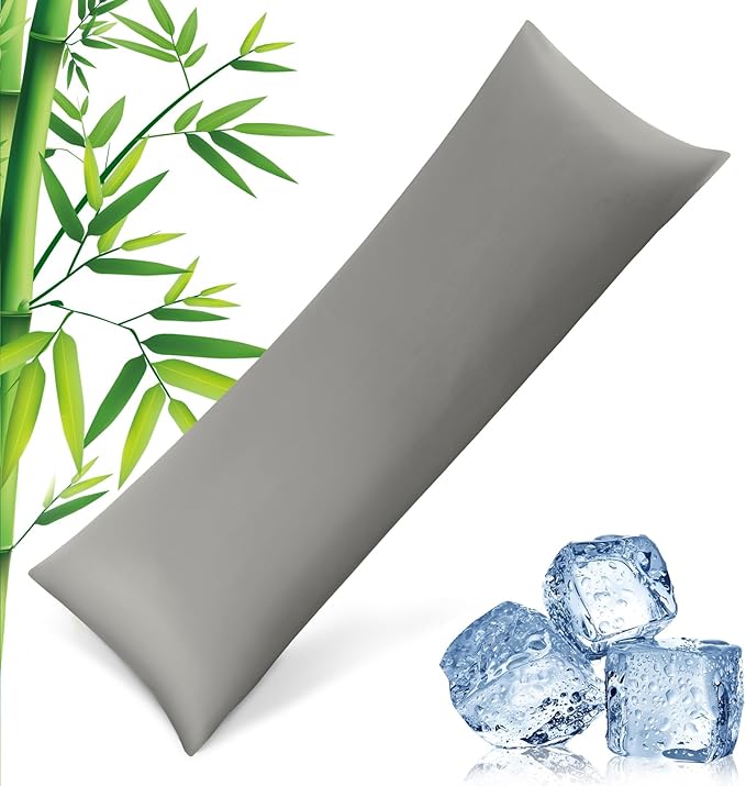 Body Pillowcase with Zipper Cooling Viscose from Bamboo Zippered Pillowcases, Cool & Breathable Body Pillow Cover for Hot Sleepers and Night Sweats, 20" x 54"