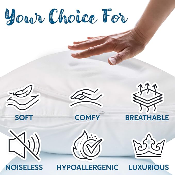 Guardmax Jersey Knitted Throw Pillow Protector with Zipper - 4 Pack -100% Waterproof, Bed Bug Proof, Dust Mite Proof, & Hypoallergenic Pillow Covers - Premium Zippered Pillow Cases. (22 X 22)
