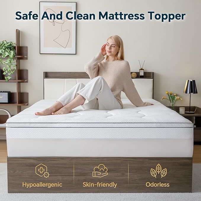 GEMBED Firm Memory Foam Mattress Topper Twin XL Size - Dual Layer 3 Inch Cooling Gel Memory Pad and 1 Inch Pillow Top Mattress for Back Pain - 39" x 80" x 4"