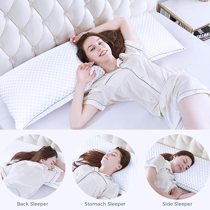 OSBED Cooling Adjustable Shredded Memory Foam Body Pillow - Temperature-Regulating for All Sleepers with Dual Airflow Ventilation(CertiPUR-US & Hypoallergenic & Machine Washable)
