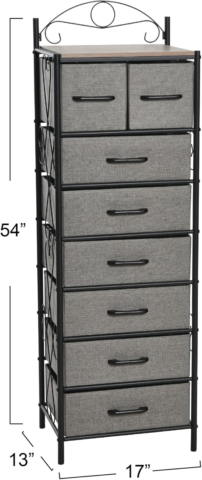 Household Essentials Ashwood & Iron Eight-Drawer Dresser Tower