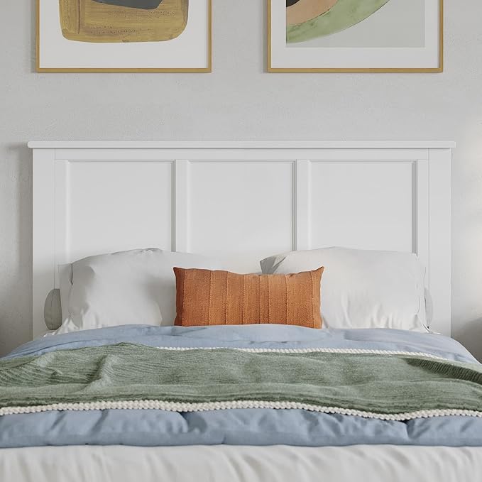 AFI, Madison Full Solid Wood Panel Headboard, White