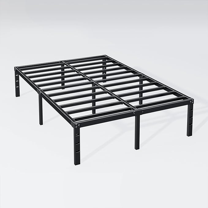 Hafenpo 12 Inch Queen Bed Frame - Sturdy Metal Platform Queen Size, No Box Spring Needed, Heavy Duty, Easy Assembly, Strong Bearing Capacity, Under Bed Storage, Black