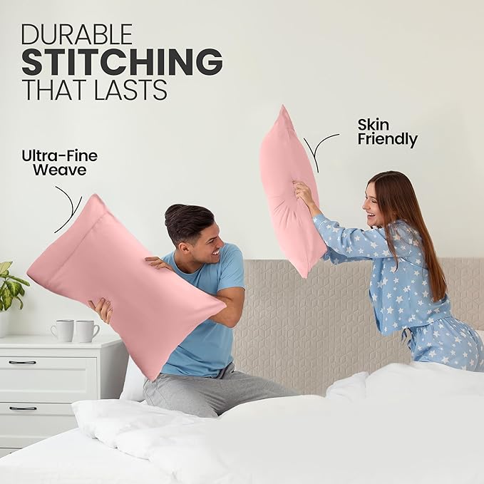 Utopia Bedding Queen Pillow Cases - 2 Pack - Envelope Closure - Soft Brushed Microfiber Fabric - Shrinkage and Fade Resistant Pillow Covers Queen Size 20 X 30 Inches (Queen, Pink)