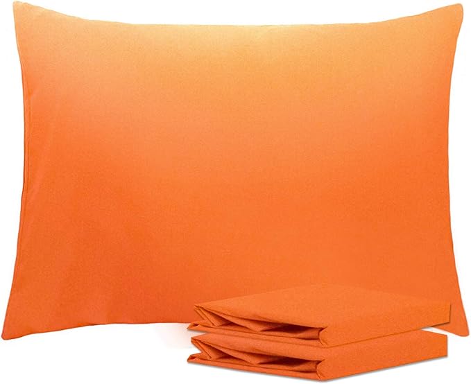 NTBAY Standard Pillowcase Set - 2 Pack Brushed Microfiber 20x26 Pillowcases - Soft, Wrinkle-Free, Fade-Resistant, Stain-Resistant, Orange Pillowcases with Envelope Closure - 20x26 Inches, Orange