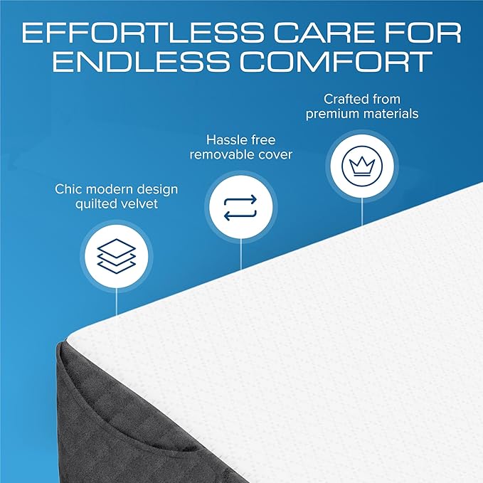 Kolbs Bed Wedge Pillow for Sleep Apnea, FSA Eligible Acid Reflux, and Back Pain Relief, with Chic Jacquard Cover - Headboard Wedges for Sleeping (Twin Headboard Wedge Pillow - 39")
