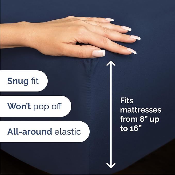 Queen 6 Piece Sheet Set - Comfy, Breathable & Cooling - Hotel Luxury Bedding for Women, Men, Kids, Teens & Children - 1 Flat & 1 Fitted Sheet & 4 Pillowcases w/ Deep Pockets - Wrinkle Free - Navy Blue
