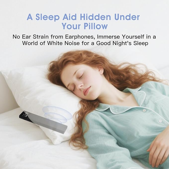 Under-Pillow Bone Conduction Sleep Speaker for Sleeping - Bluetooth White Noise Sound Machine with Display, 36 Sleep Sounds, Timer & TF Card Support | Ideal for Side Sleepers & Sleep Difficulties