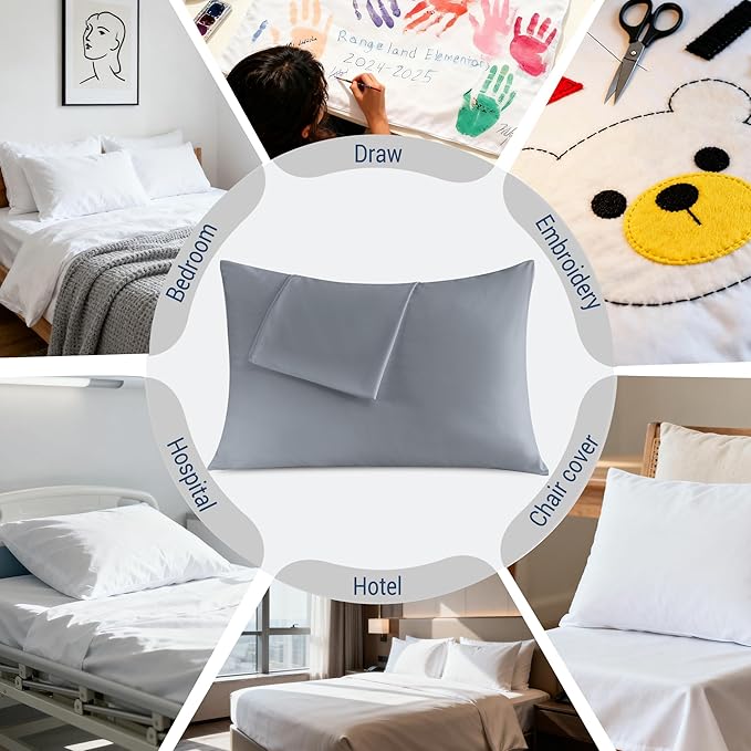 Pillowcases King Size 24 Pack - Bulk Pillow Cases with Envelope Closure, Soft Brushed Microfiber Pillow Covers Hospital Hotel Airb&bs Essentials for Hosts (20x36, Gray)