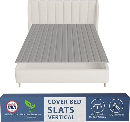 Greaton, 0.75-Inch Vertical Wooden Bunkie Board/Bed Slats, Queen, Grey