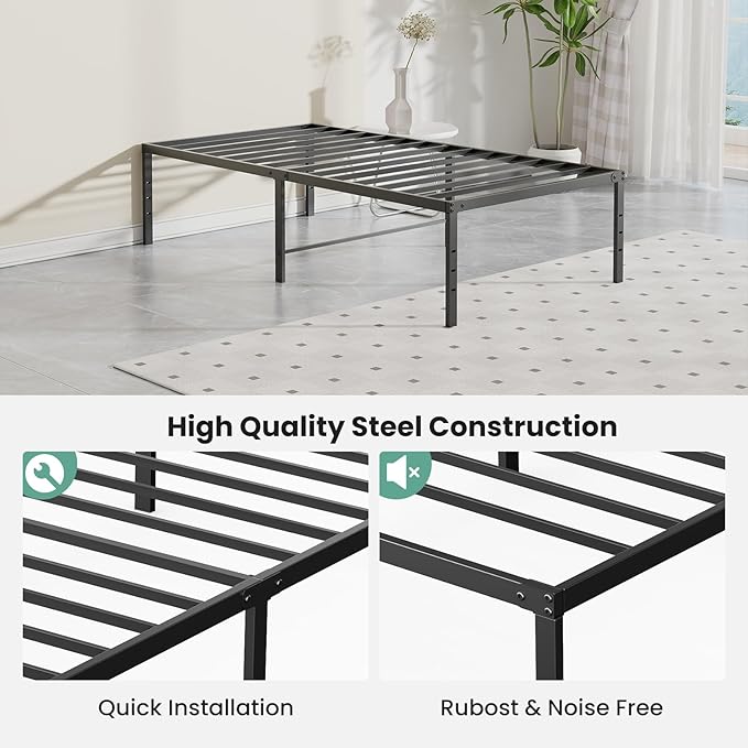 OLIXIS Twin XL Bed Frame, Heavy Duty Sturdy 12 Inch Metal Platform Bed Frames, Enhanced Stability & Noise-Free, Under-Bed Storage, No Box Spring Needed, Easy Assembly