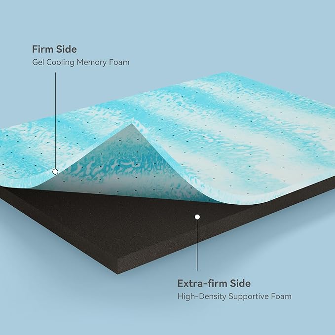 Firm to Extra Firm Mattress Topper Twin Size 3 Inch, Pain Relieving Foam Bed Topper for Extra Support, Gel Memory Foam&High-Density Foam Mattress Pad, CertiPUR-US Certified