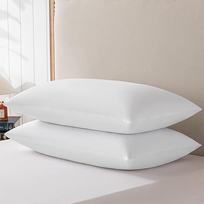 basic home® King Size Goose Feather & Down Bed Pillow - 100% Odorless Sleep Pillow for Neck Support & Cooling Comfort - 233TC Cotton Cover with Anti-Poke Liner King 20x36