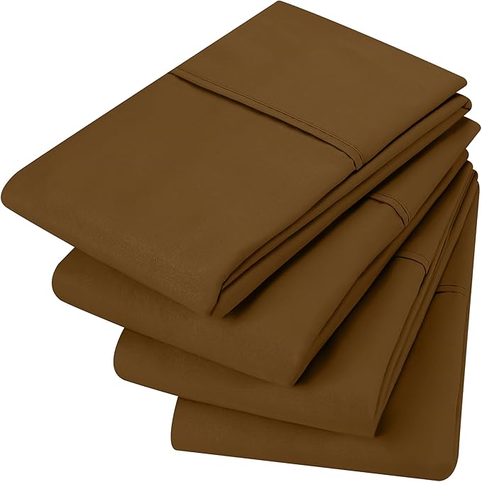 Utopia Bedding Standard Pillow Cases - 4 Pack - Envelope Closure - Soft Brushed Microfiber Fabric - Shrinkage and Fade Resistant Pillow Covers Standard Size 20 X 26 Inches (Standard, Mocha)
