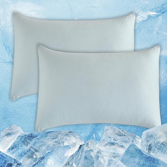 CHOSHOME Cooling Pillow Cases Zipper Pillow Covers Q-Max > 0.45 Zippered Pillowcases for Hot Sleepers, Soft, Breathable, Skin-Friendly, 2 Pack (Queen, 20"x30", Ice Blue)