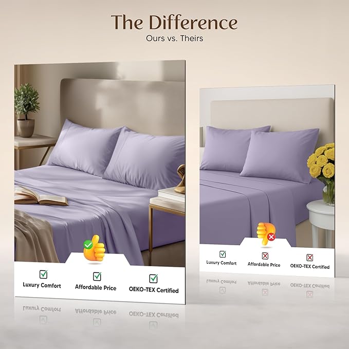 Utopia Bedding Twin XL Sheet Set – 3 Piece Bed Sheets for Twin XL Size Bed, Soft and Breathable Microfiber, Includes 1 Fitted Sheet, 1 Flat Sheet and 1 Pillowcase – Oeko Tex (Lavender)