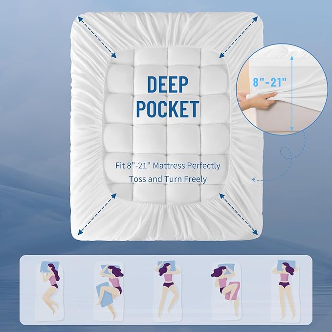 Memory Foam Mattress Topper, Extra Soft 1300 GSM Pillow Top Mattress Pad for Back Pain Relief,Breathable Mattress Cover for Fluffy Shredded Memory Foam Filled (Cal King, 72"x84")