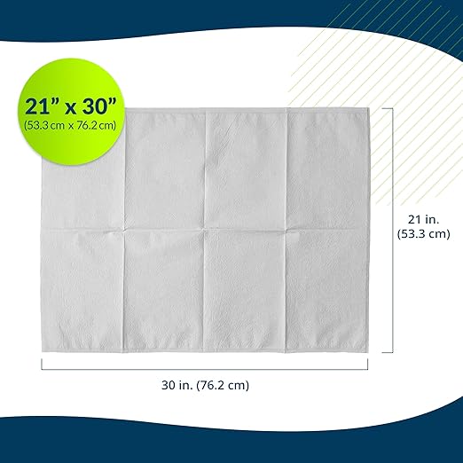 TIDI 919365 Disposable Pillowcases, White, 21” Wide x 30” Long (Pack of 100) ― Single-Use Pillowcases ― Tissue with Poly Back to Help Prevent Leak-Through ― Pebble Embossed ― Medical Supplies