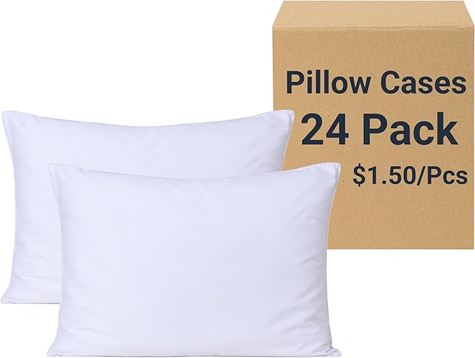 ZPECC White Pillow Cases Bulk 24 Pack - Queen Pillowcases with Envelope Closure, Soft Brushed Microfiber Pillow Cover for Hotel Airb&bs Hospital Bedding Essential