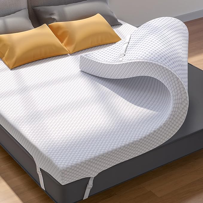 PERLECARE 3 Inch Mattress Topper King - Gel Memory Foam for Pressure Relief, Premium Soft Cooling Sleep, Non-Slip Design with Removable & Washable Cover