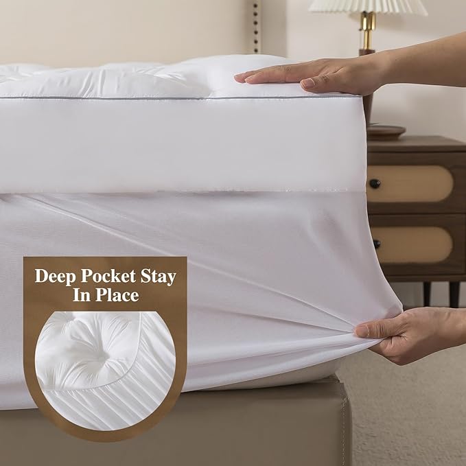 WhatsBedding 5 Inch Memory Foam Mattress Topper King Size, Supportive Fluffy Shredded Memory Foam Filled Pillow Top, Extra Soft Bed Topper with Deep Pocket, 78x80 in