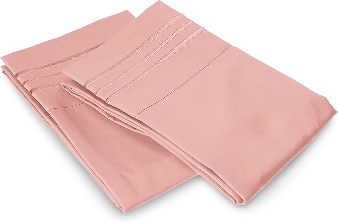 Elegant Comfort Luxury Ultra-Soft 2-Piece Pillowcase Set - 1500 Premium Hotel Quality Microfiber Double Brushed - Wrinkle Resistant, Standard/Queen, Dusty Rose
