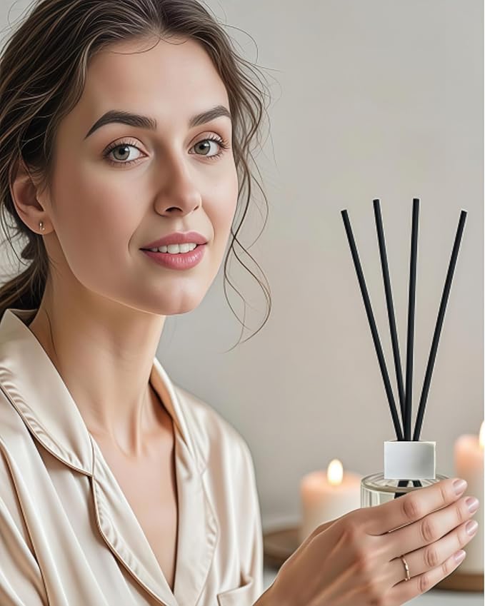 8PCS Reed Diffuser Bottles Empty, 40Pcs Reed Diffuser Stick, Diffuser Bottle Capacity 50ml (1.7oz) Diffuser Stick 3.5mm-190mm, Suitable for Home, Hotel, Restaurant, Office Aromatherapy Tasks