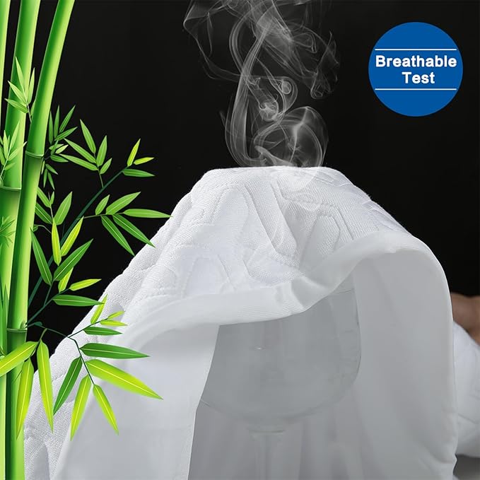 MERITLIFE Premium Waterproof King Size Mattress Protector Cooling 4D King Mattress Cover Breathable Deep Pocket Mattress Pad Machine Washable Noiseless Quiet (White,King 78"x80")