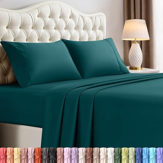 Utopia Bedding King Size Sheet Set – 4 Piece Bed Sheets, Soft and Breathable Microfiber, Includes 1 Fitted Sheet, 1 Flat Sheet and 2 Pillowcases – Oeko Tex (Teal Green)