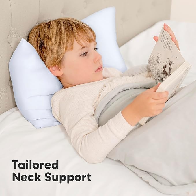 Toddler Pillow with Pillowcase - 13x18 My Little Dreamy Kids Travel Bed Pillows for Sleeping, Organic Cotton Small Pillowcase, Soft & Breathable, Machine Washable, Toddlers 2-5 years old (Baby Blue)