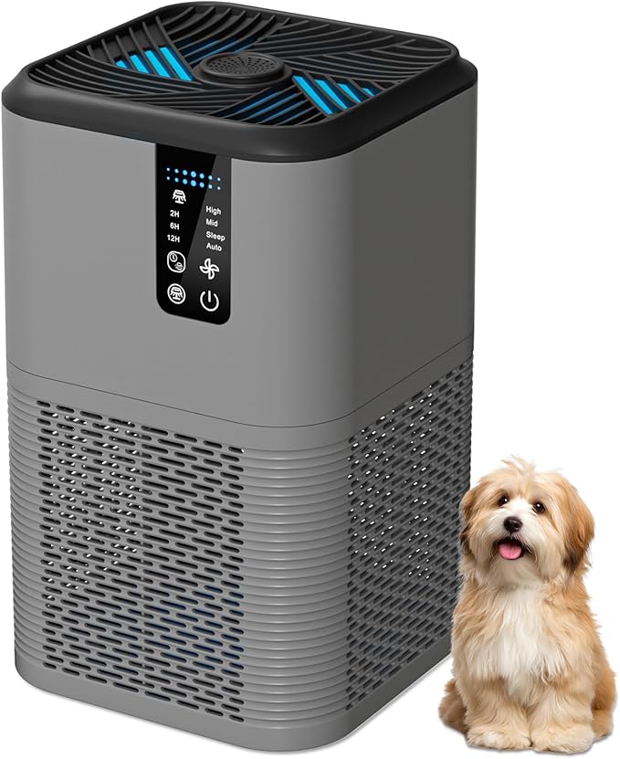 Air Purifiers for Home Large Room Up to 1750ft²,H13 HEPA Air Purifiers with Sleep Mode,Air Cleaner with Aromatherapy for Office,Living Room,Bedroom,Remove Smoke Odor,Home Pets,Grey Black