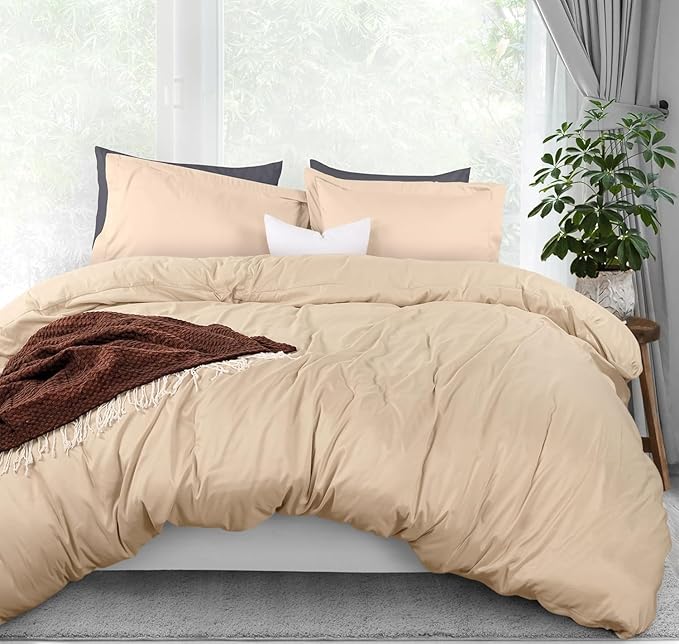 Utopia Bedding Duvet Cover Queen Size - 3 Piece with Zipper Closure - 1 Comforter Cover 90X90 Inches & 2 Pillow Shams 20X26 Inches (Ivory) Comforter Not Included