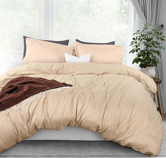 Utopia Bedding Duvet Cover Queen Size - 3 Piece with Zipper Closure - 1 Comforter Cover 90X90 Inches & 2 Pillow Shams 20X26 Inches (Ivory) Comforter Not Included