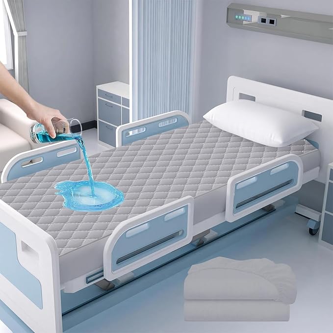Waterproof Hospital Mattress Cover Protector Bed Sheet 36" x 80" x 9" Hospital Grade Incontinence Protection, Breathable Fabric for Elderly, Adults Machine Washable