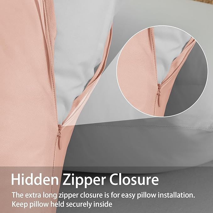 WhatsBedding Body Pillow Cover Cooling Fabric, Long Pillowcase Breathable & Skin-Friendly, Zipper Closure - Pink (20x54 inch)