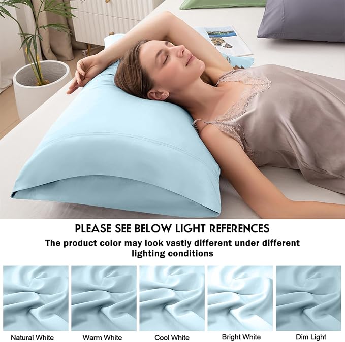 Pillowcases Queen Size 2 Pack, Cooling Viscose from Bamboo Pillow Cases with Envelope Closure, Cool & Breathable Pillow Cover for Hot Sleepers and Night Sweats, 20" x 30"