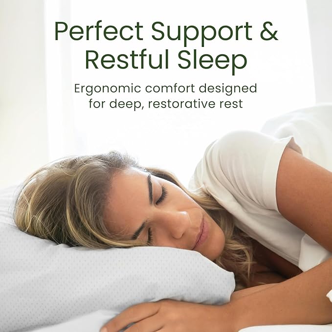 Memory Foam Pillows Queen Size Set of 2 - Cooling Bed Pillows for Sleeping - Back, Stomach, Side Sleeper Soft, Comfy Cool Shredded - 2 Pack, Rayon Derived from Bamboo
