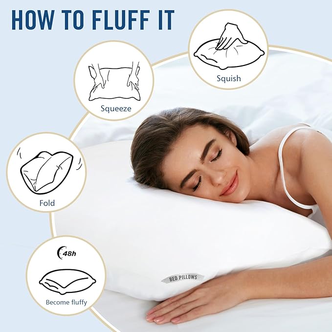Piwaal Luxury Hotel Pillows for Sleeping 2 Pack,Bed Pillows Standard Size Set of 2,Down Alternative Filling,Pillows for Back,Stomach and Side Sleepers