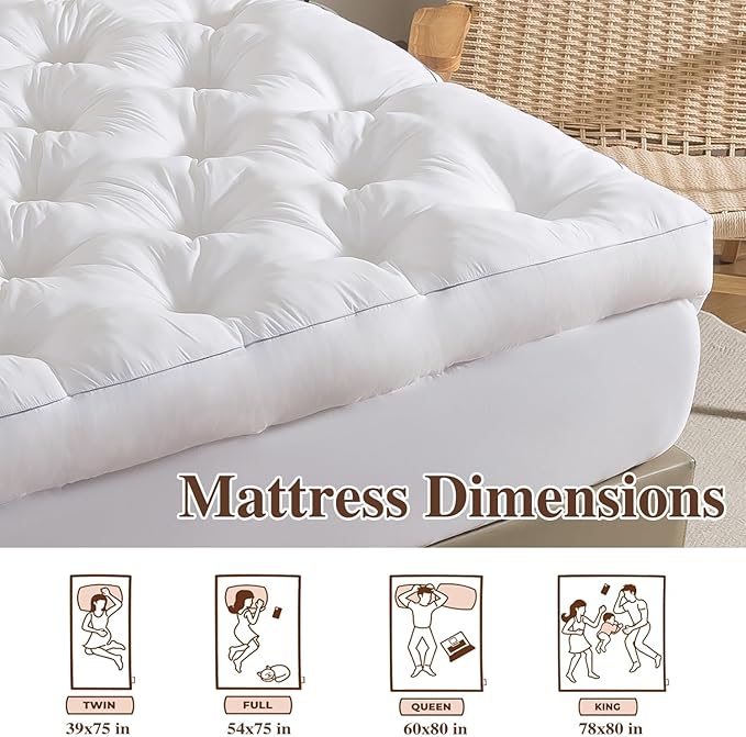 WhatsBedding 5 Inch Memory Foam Mattress Topper Full Size, Supportive Fluffy Shredded Memory Foam Filled Pillow Top, Extra Soft Bed Topper with Deep Pocket, 54x75 in
