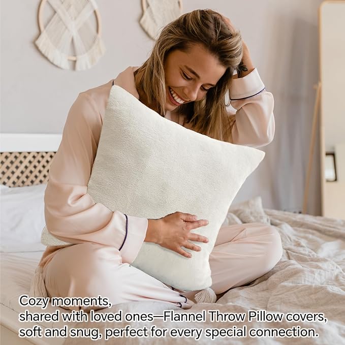 BEDELITE Velvet Pillow Covers 26x26 with Zipper, 2 Pack Super Soft Square Pillow Covers for Bedroom, Sofa, Couch,Luxury Cozy Fleece Pillowcases for All Seasons(26x26 Inches, Off White)